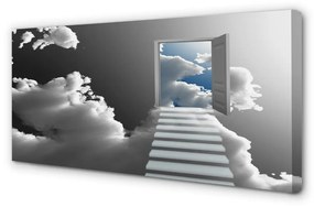 Obraz na plátne Schody mraky dvere 120x60 cm