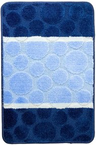 Kúpeľňový koberček SIENA modrý, bodky / pruhy
