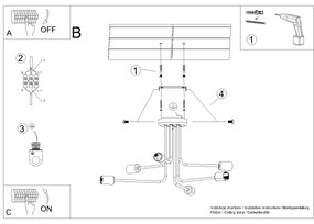 Sollux SL.1452 - Luster na tyči NORAH 6xE27/15W/230V čierna