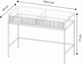 Toaletný stolík Maggiore 104 cm kašmír/čierny/zlatý