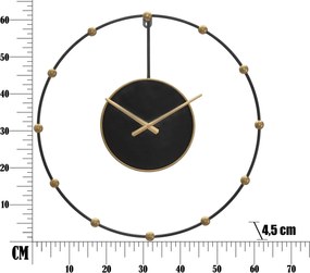 Kovové nástenné hodiny Pearl 61 cm čierne/zlaté