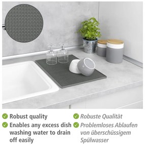 Sivá gumová odkvapkávacia podložka na riad 40x30 cm Maxi – Wenko