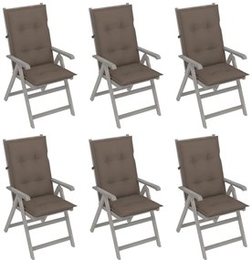Záhradné sklápacie stoličky 6 ks s podložkami akáciový masív 3065340