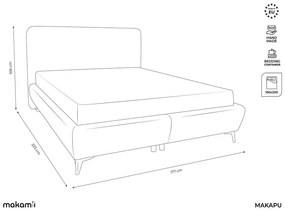 Tmavosivá čalúnená dvojlôžková posteľ s úložným priestorom s roštom 160x200 cm Makapu – Makamii
