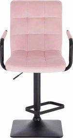 LuxuryForm DESIGN Barová stolička VERONA BLACK VELUR na čiernej hranatej podstave - ružová