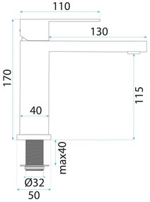 Rea Arlo, umývadlová batéria h-170, zlatá matná, REA-B0976