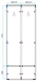 Drevená šatníková skrinka S4 s lavičkou, 2 oddiely, 1871 x 600 x 500/800 mm, demont, mechanický kódový zámok, sivá/buk