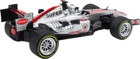 LEAN Toys Diaľkovo ovládané pretekárske auto RC s volantom, svetlami a zvukmi, mierka 1:12, strieborné