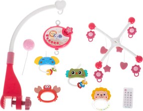 KIK Lullaby Star Design Pink kolotoč do postieľky s projektorom hviezd a diaľkovým ovládaním, ružový