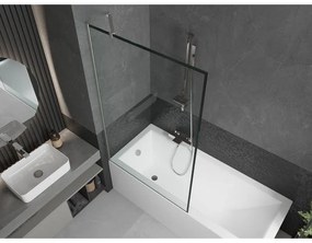 Mexen Next, 1-krídlová vaňová zástena 100 x 150 cm, 6mm číre sklo - čierny vzor, oceľová, 895-100-000-00-70-97