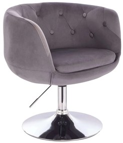 LuxuryForm DESIGN Kreslo MONTANA VELUR na striebornom tanieri - sivé