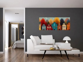 Obraz - Maľované jesenné mesto (120x50 cm)