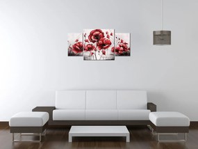 Gario Obraz s hodinami Červené Vlčie maky - 3 dielny Rozmery: 80 x 40 cm