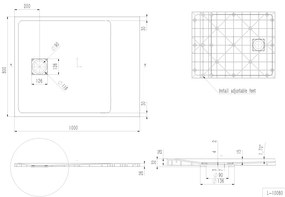 Erga Hyper, SMC sprchová vanička 100x80x2,6 cm + sifón, biela matná, ERG-V06-SMC-8010S-WH