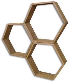 Sada 3 drevených nástenných políc Bee