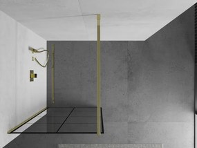 Mexen Kioto sprchová zástena 90x200 cm 8 mm, zlatý profil, sklo čierny vzor 1, 800-090-101-01-77
