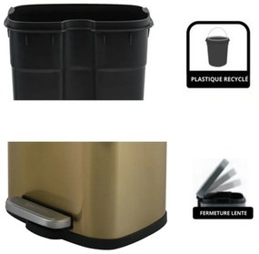 Nášľapný oceľový odpadkový kôš v matne zlatej farbe 5 l Akira – Spirella