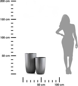 PLASTOVÝ KVETINÁČ STRIPPED SADA 2KS 25X42 CM+30X51,5 CM SIVÁ