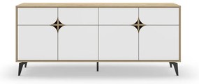 Nízka komoda v dekore duba v bielo-prírodnej farbe 185x79 cm Nola – Marckeric