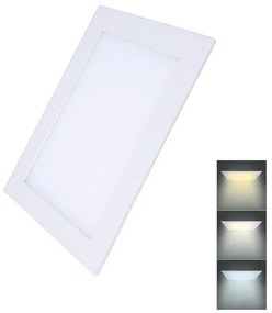 Solight WD143 Mini zapustený panel LED 18W, 1530lm, 3000K/4000K/6000K, IP20, štvorcový, biela