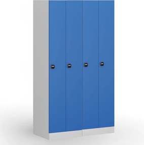 Kovová šatníková skrinka S1 zúžená, 2 oddiely, 1850 x 500 x 500 mm, zámok s čítačkou RFID kariet, tmavosivé dvere