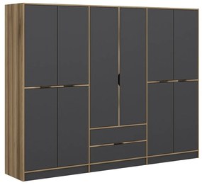 Šatníková skriňa Elina 270 cm grafit/orech