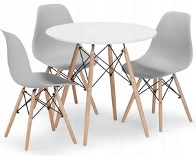 Jedálenský stôl TODI biely 80 cm s tromi stoličkami OSAKA sivé