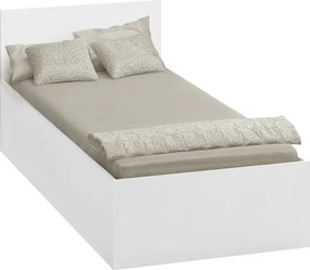 Posteľ s kovovým roštom a úložným priestorom, 90x200, biela, DOLI