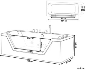 Vírivá vaňa s LED osvetlením 153 x 71 cm čierna SAMANA Beliani