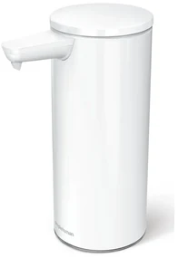 Biely bezdotykový kovový dávkovač mydla 266 ml – simplehuman