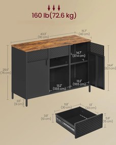 Komoda Vasagle Teduo 110 cm čierna/hnedá