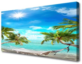 Obraz Canvas Tropické palmy hamaka pláž 120x60 cm