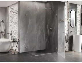 Mexen Lunar-B pravostranný výklopný sprchový kút 95 x 70 cm, číre sklo, brúsená oceľ, 832-095-070-97-00-P