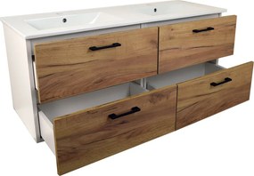 Comodo Kúpeľňová skrinka s keramickým umývadlom Agria NEW W 120 - biela/zlatý dub