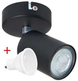 BERGE Stropné bodové svietidlo LED VIKI 1x GU10 čierne + 1x LED žiarovka