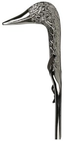 Strieborná kovová obúvacia lyžica s hlavou kačice - 10*3*58 cm