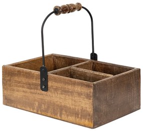 Hnedý drevený úložný box s držadlom - 27*17*10 cm
