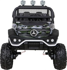 Ramiz Mercedes Benz Unimog pre deti Moro lak + pohon 4x4 + diaľkové ovládanie + batožinový priestor + pomalý štart + MP3 LED