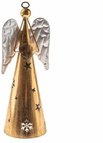 Kovový anjel so srdcom, v. 43 cm, farba zlatá, 43 cm
