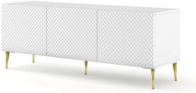 TV skrinka/stolík C 3D 150 Rowanna (biela lesklá + zlatá). Akcia -20%. Vlastná spoľahlivá doprava až k Vám domov. 1125043