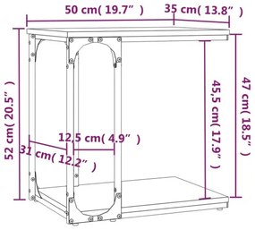 vidaXL Príručný stolík dymový dub 50x35x52 cm spracované drevo-