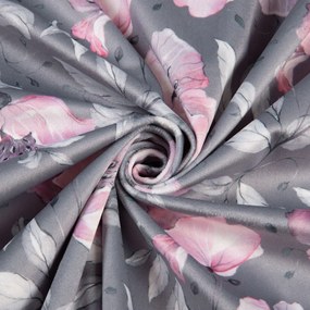 Biante Zamatový štvorcový obrus Tamara TMR-013 Ružové kvety na sivom 80x80 cm