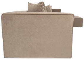 Rohová pohovka Sora s rámom zo 100% hrabového dreva 430 x 102 cm, pravá, kapučínová