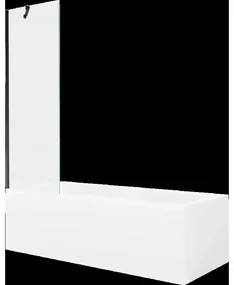 Mexen Cubik obdĺžniková vaňa 160 x 70 cm s obkladom a 1-krídlovou sprchovou zástenou 60 cm, Transparentné, Čierna - 550316070X95