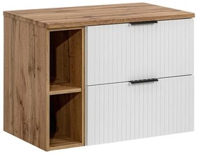 Závesná skrinka pod umývadlo Casad s doskou 80 cm biela/dub wotan