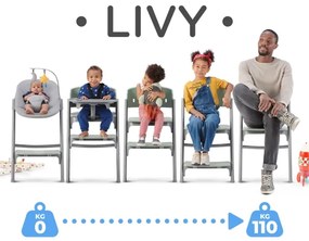 KINDERKRAFT SELECT-Detská jedálenská stolička LIVY Premium Olive green +ležadlo CALMEE