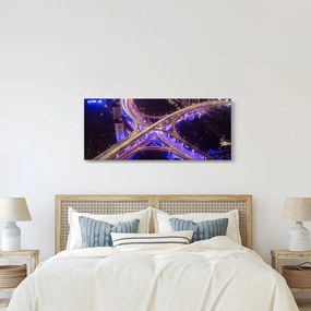 Obraz veľké križovatky v noci (120x50 cm)