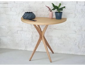 Okrúhly rozkladací jedálenský stôl s doskou v dekore jaseňového dreva 45x90 cm Jubi – Ragaba