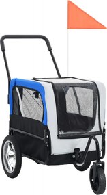 vidaXL Vozík pre domáce zvieratá na bicykel/beh 2-v-1, sivo modrý
