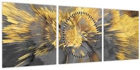 Obraz - Zlatá expanzia (s hodinami) (90x30 cm)